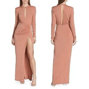 Michael Costello Collection Emmit Draped Jersey Gown